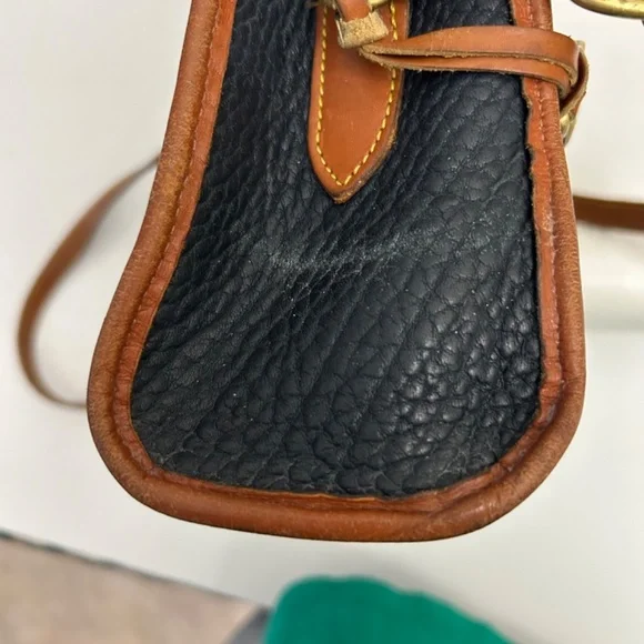 Vintage Dooney & Bourke All Weather Leather Crossbody/Satchel in Dk Blue/Tan - Picture 16 of 16